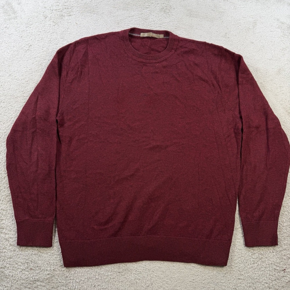 Raffi Sweater Mens Large 52 Maroon 100% Cashmere Crewneck Pullover Soft